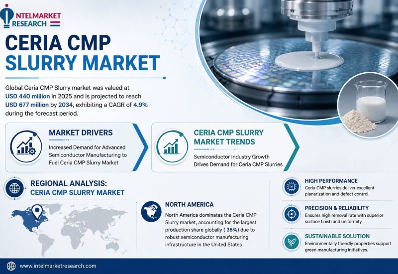 Ceria CMP Slurry Market Hits a Precision Inflection Point, Reaching USD 677 Million by 2034, Growing with a CAGR 4.9%